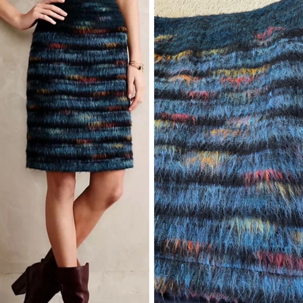 Maeve Blue Multi-Color Textured Pencil Skirt. Sz 8